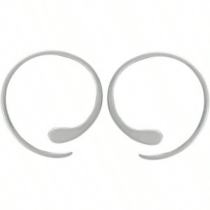 Sterling Silver Pull Through Hoop Earrings Suitable for Daily Simple Design - 1 of 4