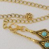 Anna-Kaci Women's Waist Chain Belt with Diamond-Shaped Links and Turquoise Stone Accents - 4 of 4