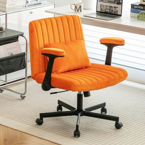 Okak Modern Adjustable Armrest Home Office Desk Chair with Criss Cross  Legs,Velvet Swivel Task Chair for Office,Study,Studio - 1 of 4