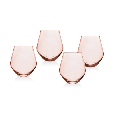 Dublin Crystal Blush Goblet Glass, Set of 4