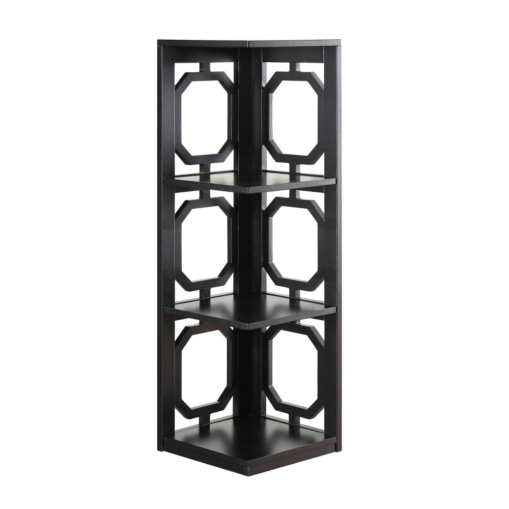 Photos - Garden & Outdoor Decoration 38.5" Omega 3 Tier Corner Bookcase Black - Breighton Home