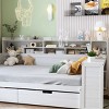 Wooden Daybed with Storage Drawers, Shelves and Built-In Study Desk, Space-Saving Multi-Functional Bed for Kids Room-Cuddlewood - 3 of 4