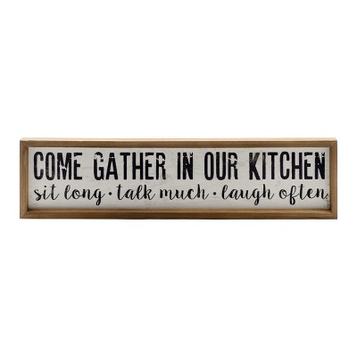 VIP Wood 24 in. White Gather in Kitchen Wall Sign
