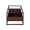 Display Contemporary Coffee Table in Black Metal, Walnut Wood, and Clear Glass by LumiSource - 2 of 4