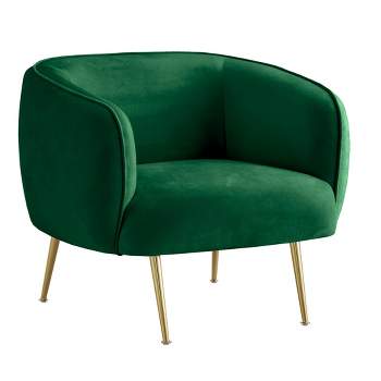 Minerva Brass Finish Velvet Upholstered Accent Chair - Inspire Q