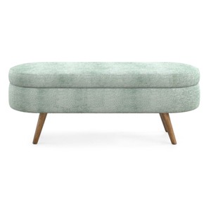 GlasFlength Ottomans and Benches Oval Storage Bench with Sturdy Wood Legs Simple Design for Contemporary Living Room Bedroom, Green, 44"*16.15"*9.5" - 1 of 4
