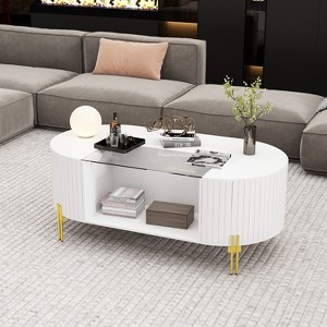 Famapy Stylish White Coffee Table:A Modern and Functional Centerpiece for Your Living Room - 1 of 4