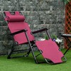 TIRAMISUBEST 2-in-1 Folding Chaise Lounge Chair for Outside - Adjustable Tanning Chair with Pillow & Pocket (Red) - 2 of 4