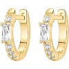 14K Gold Plated 925 Sterling Silver Post Cubic Zirconia Huggie Earrings Small Gold Hoop Earrings for Women | CZ Stud Cuff Earring - 3 of 4