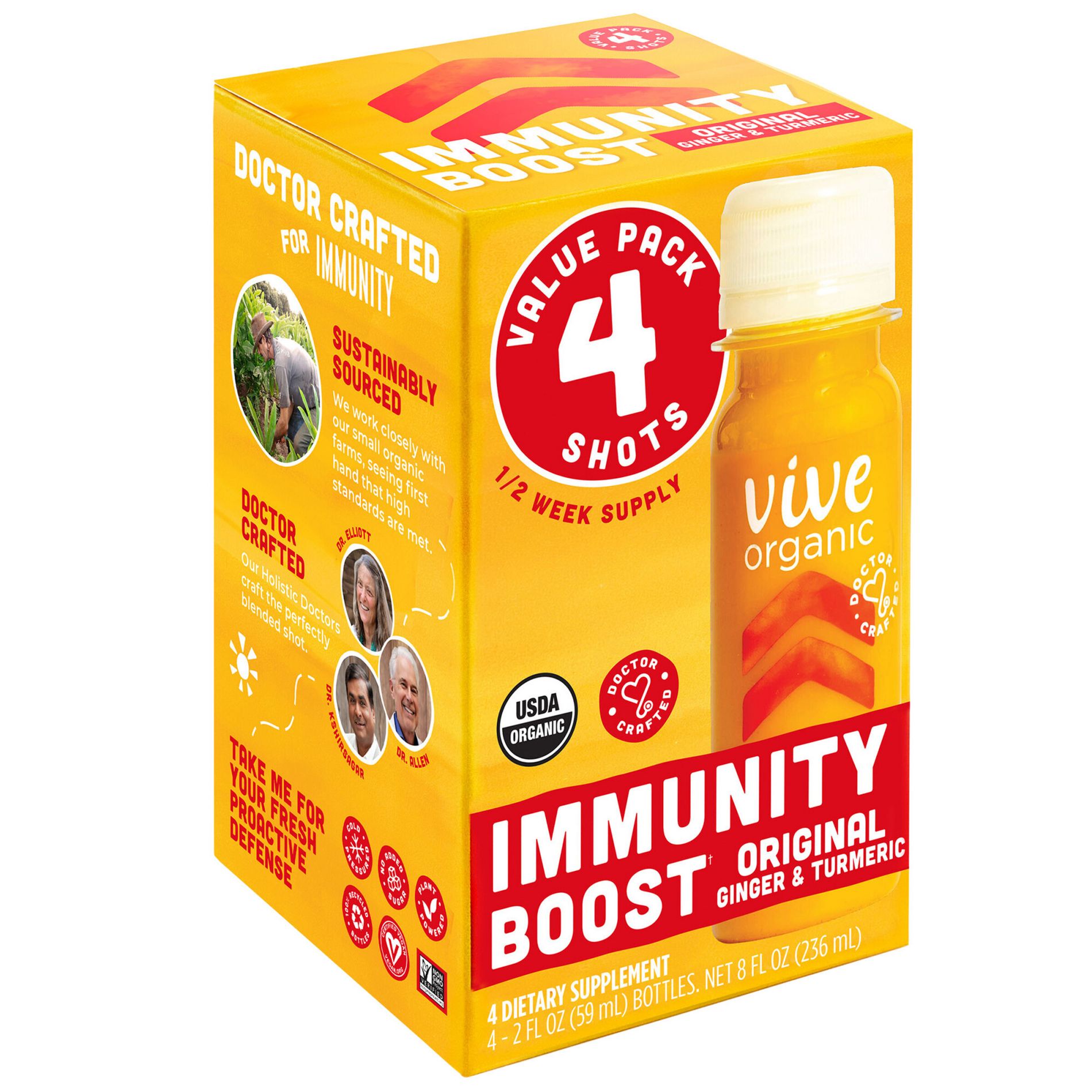 Vive Organic Immunity Boost Original Ginger & Turmeric Shot - 4ct/2 fl oz