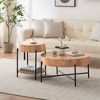 Garvee Round End Table Wood Side Table with Drawer Farmhouse Circle End Tables Accent Bedside Table Metal Frame Small Nightstand - 3 of 4