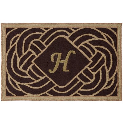 Monogram Mon215 Letter H Hand Tufted Outdoor Door Mat - Chocolate - 2'6 ...