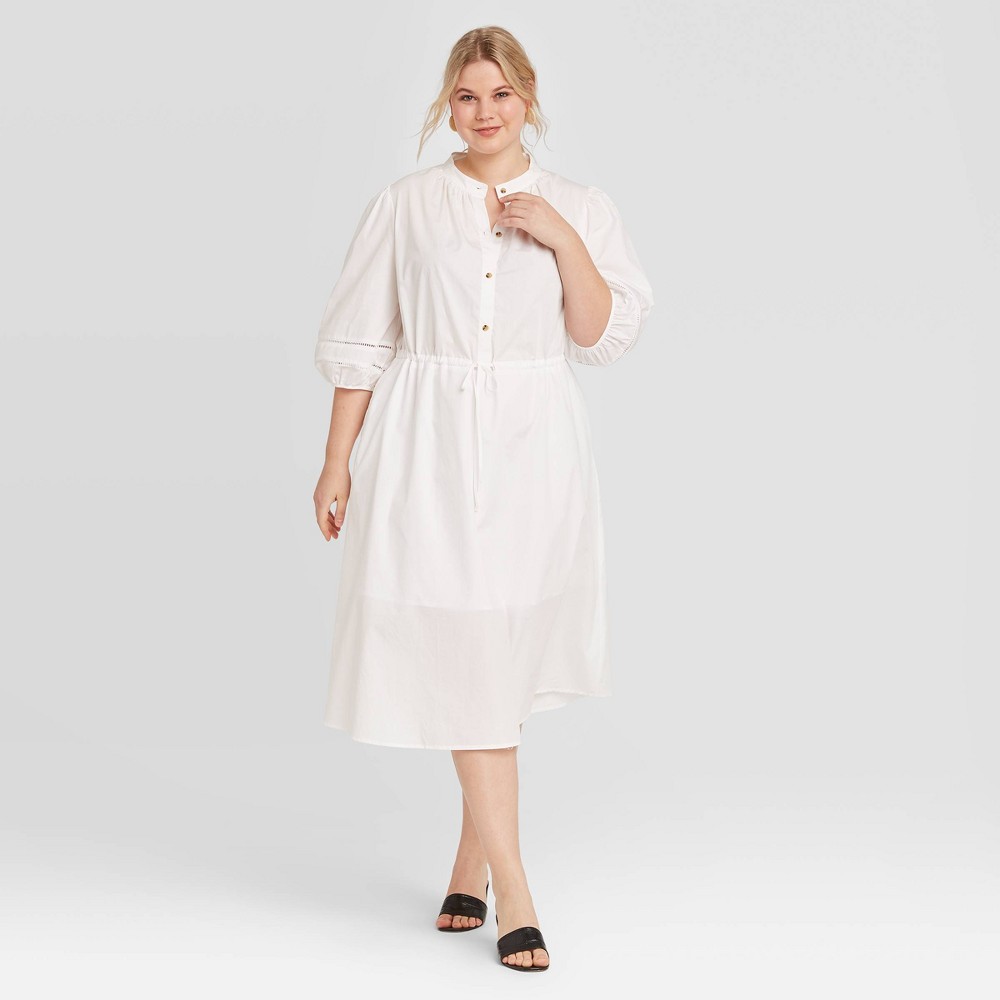 Women's Plus Size Elbow Sleeve Midi Dress - Who What Wear White 1X was $36.99 now $25.89 (30.0% off)