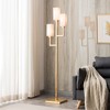 Hudson & Canal 3-Light Torchiere Floor Lamp with Fabric Shade Brass/White: Metal Body, Push Button Switch - 3 of 4