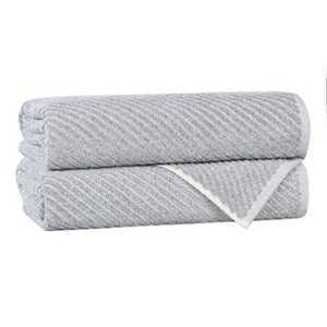 Viscose Cotton Blend Medium Weight Soft Textured Diagonal Ribbed Towel Set by Blue Nile Mills - 1 of 4