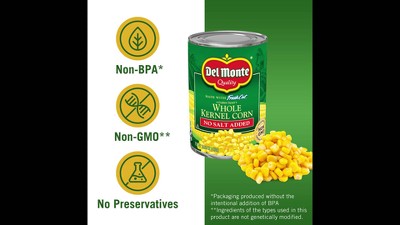 Del Monte No Salt Added Golden Sweet Whole Kernel Corn - 15.25oz : Target