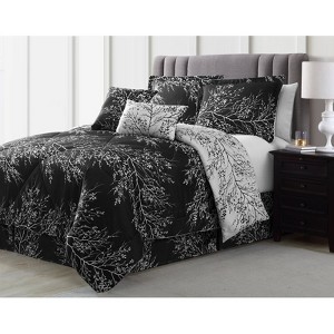 FIONECA Foliage Patterned Reversible Comforter Set Coordinating Shams Machine Washable Natural Elegance Bedding For Bedrooms - 1 of 4