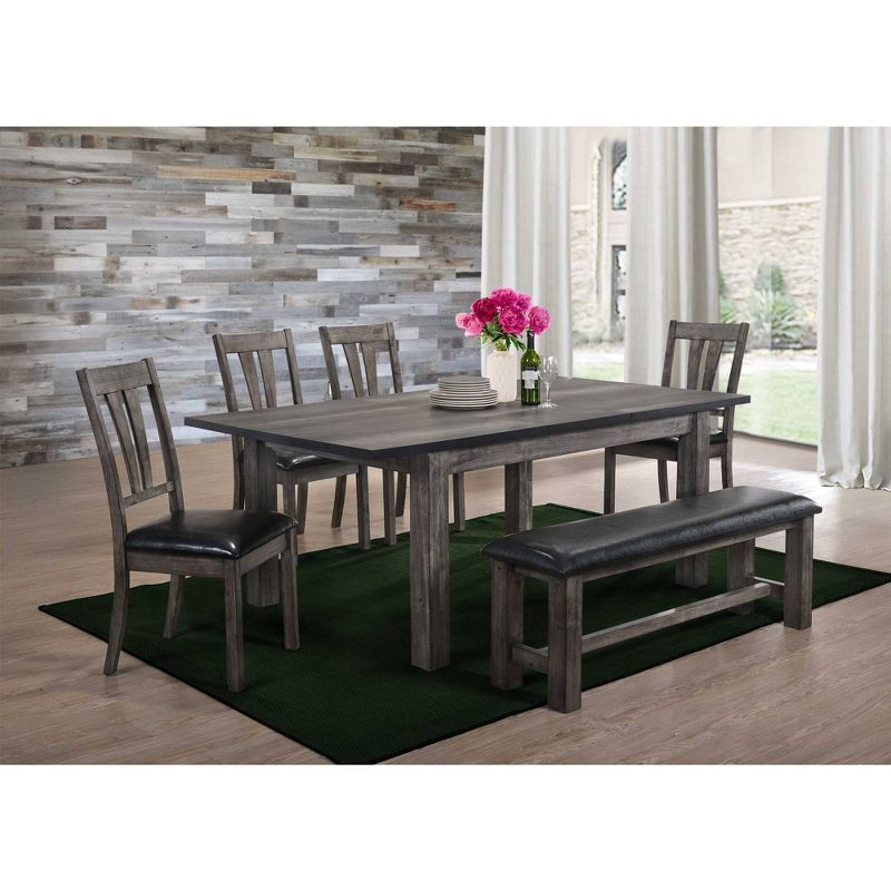 6pc Grayson Extendable Dining Table with Padded Seats Gray Oak - Picket House Furnishings, 1 of 17