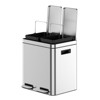 Dual Compartment Stainless Steel Step Trash Can – Kitchen Garbage & Recycling Bin with Soft-Close Lids & Removable Buckets - 2 of 4