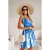 Clearlove Women's Summer Floral Dress Spaghetti Strap V Neck Sleeveless Ruffle Casual Beach Boho A Line Short Mini Dress - 4 of 4