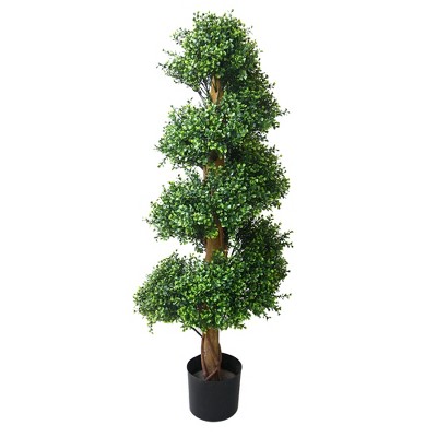 Nature Spring Artificial Boxwood Spiral Tree - 17" x 48", Green