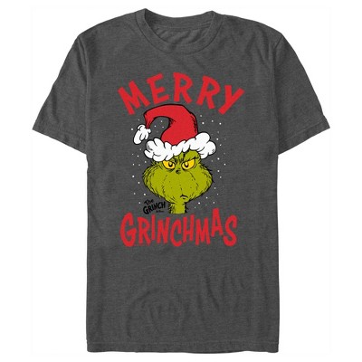 Men's Dr. Seuss Merry Grinchmas T-shirt - Charcoal Heather - Medium ...