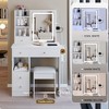 FONTOI 29.2"W/37"W/41"W Makeup Vanity Table with Left Drawer Stool Large Sliding Mirror Capacity Storage for Bedroom Dressing Room, White/Black - 2 of 4