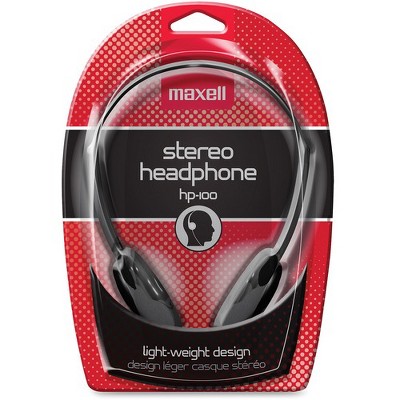 Maxell HP-100 Lightweight Stereo Headphone - Stereo - Black - Mini-phone - Wired - 20 Hz 20 kHz - Nickel Plated Connector - Over-the-head - Binaural