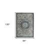 5' X 7' Teal Gray And Ivory Area Rug - 3 of 4