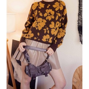 Women's Floral Distressed Sweater - Blu Pepper - 1 of 4