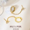 Gold Plated Sterling Silver Double Piercing Chain Earrings - Dangle Huggie Hoops with CZ Studs - 4 of 4
