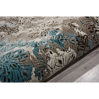 Elysian Bliss Blue Floral Handmade Synthetic Area Rug - 26"x7"