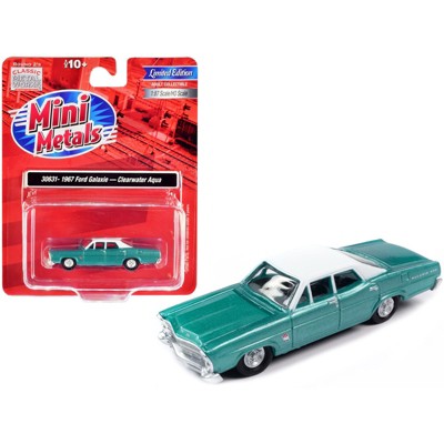 1967 Ford Galaxie Clearwater Aqua Metallic with White Top 1/87 (HO) Scale Model Car by Classic Metal Works