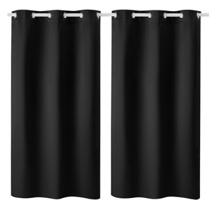 VEVOR Blackout Curtains, 63 Inch Length 2 Panels Set,42 Inch Wide Each,Thermal Insulated Blackout Light Blocking Drapes,with Grommets, Polyester,Black - 1 of 4
