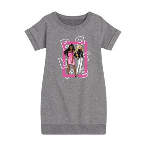 Girls' - Barbie - Out Of Box Graphic Short Sleeve Fleece Dress - 1 of 4
