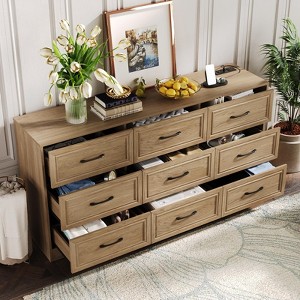 9 Drawer Wide Dresser Organizer with Charging Station, TV Stand - 1 of 4