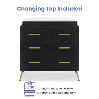 Black Ebony Bronze 4-Drawer Dresser with Changing Top