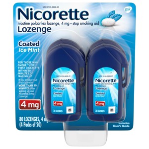 Nicorette 4mg Coated Nicotine Lozenge Stop Smoking Aid - Ice Mint - 1 of 4