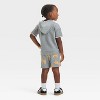 Grayson Mini Toddler Boys' Tiger Short Sleeve Hoodie T-Shirt/Shorts Set - Gray - 2 of 4