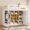 Whisen Twin Size Wood Loft Bed, Smart Storage with Wardrobe, Shelves & Cabinet, Colorful Design - 2 of 4