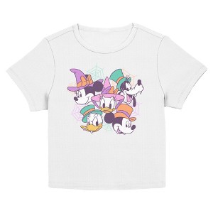 Juniors Mickey & Friends Halloween Pop Group Faces T Shirt - 1 of 3