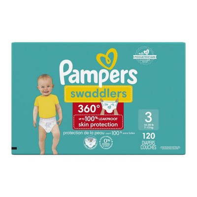 Pampers Swaddlers 360 Pull-On Diapers, Size 3 (16-28 lbs), 120 Count, for up to 100% Leakproof Skin Protection