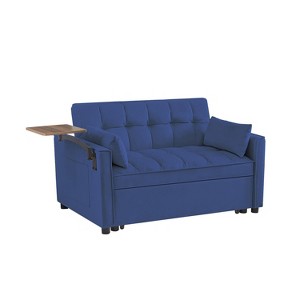 TIRAMISUBEST Convertible Velvet Loveseat Sofa Bed, 3-in-1 Adjustable Positions with Tufted Back & Plastic Legs-Perfect for Small Spaces - 1 of 4