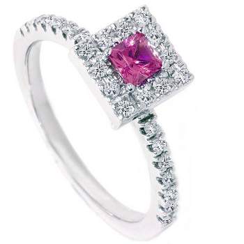 Pompeii3 1/2ct Pink Sapphire Princess Cut Diamond Ring 14K White Gold