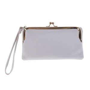 CTM Women's Fashion Kiss Lock Wristlet Vegan Leather Wallet - 1 of 4