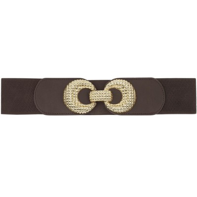 INSPIRE CHIC Women's Elastic Belt Alloy Double Ring Buckle Fashion Suitable for Skirt Dress