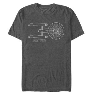 Men's Star Trek Enterprise White Outline T-Shirt - 1 of 4