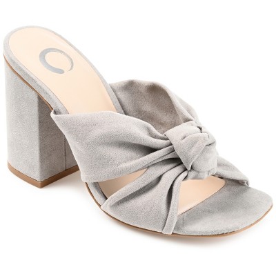 Journee Collection Womens Tabithea Tru Comfort Foam Open Square Toe Block  Heel Sandals, Grey 9.5 : Target