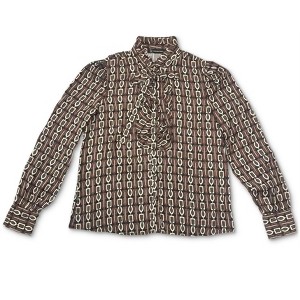 I.N.C International Concepts Womens Ruffle Button Up Shirt, Brown, Medium - 1 of 1