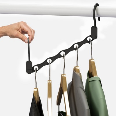 Hastings Home Space-Saving 5-Hole Closet Organization Multi-Hanger for Shirts and Pants – Set of 10, Black